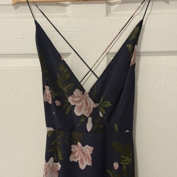 ASOS DESIGN Floral Cami Wrap Maxi Dress Strappy Back NWT Size 10 Navy Flowy - Picture 4 of 9